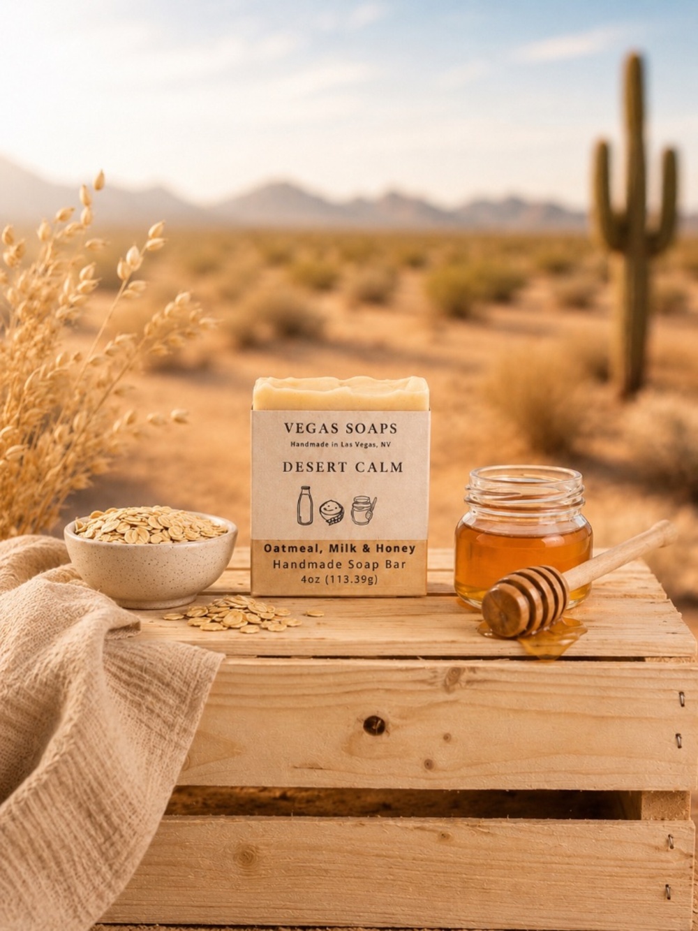 Oatmeal, Milk & Honey Soap NEW Handmade “Desert Calm” Gift Souvenir Vegas Soaps